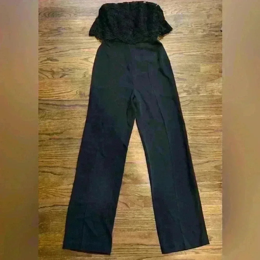 Reiss Natalie Strapless Lace Bodice Wide Leg Jumpsuit Size 2
